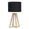 Simple Designs 19" Interlocked Triangular Natural Wood Table Lamp with Black Shade
